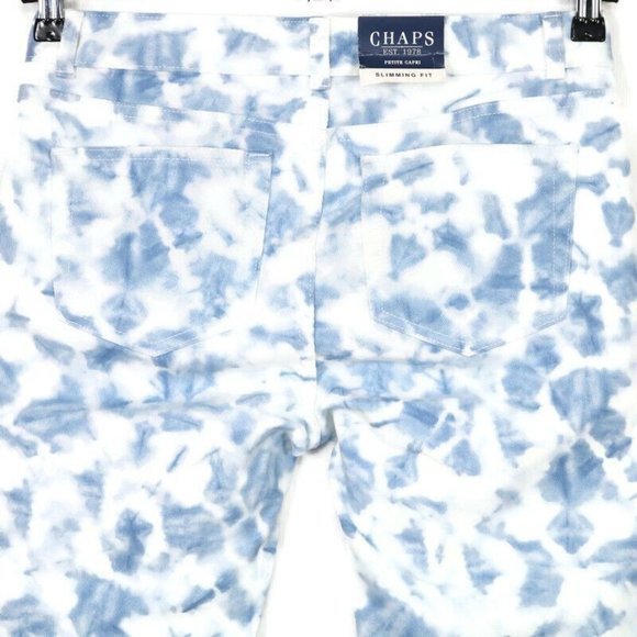 Chaps Capri Jeans Slimming Fit Blue White Tie Dye Petite 4 4P - Picture 6 of 12